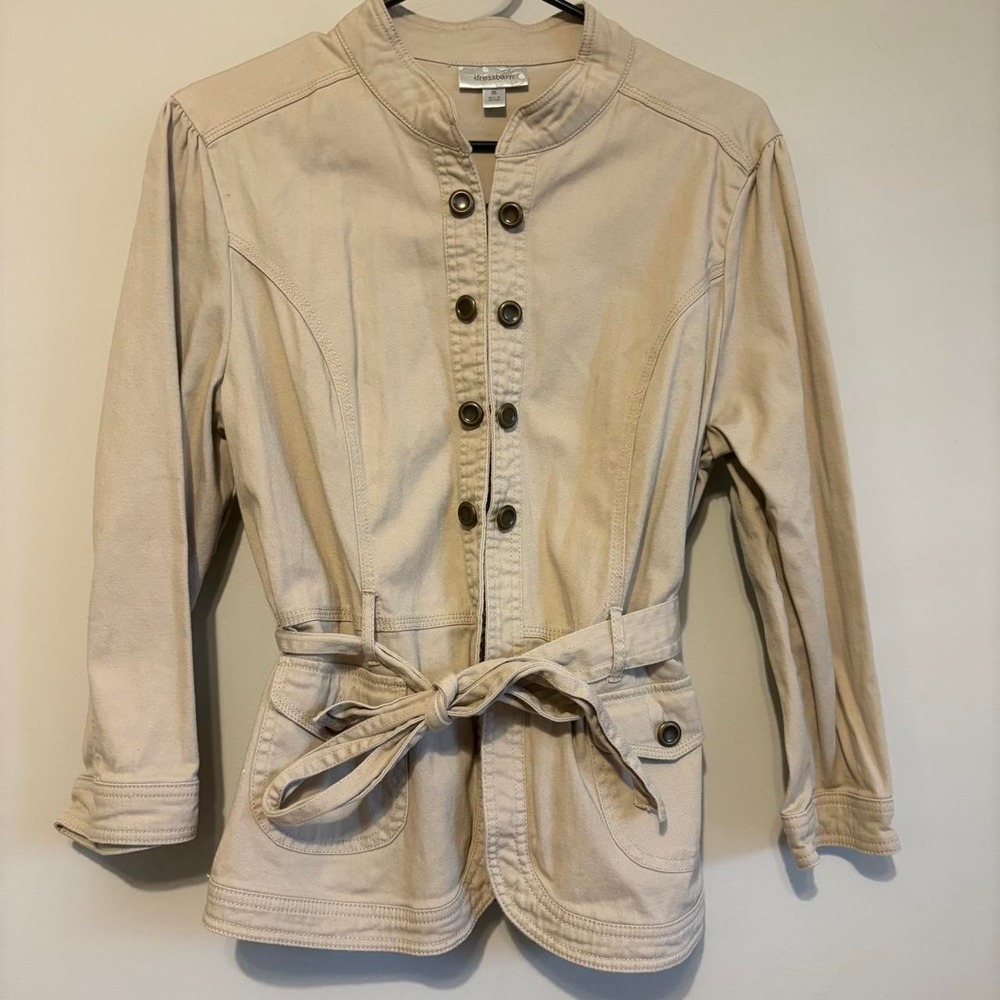 Y2K Dressbarn Tan Button Up Tie Waist jacket
